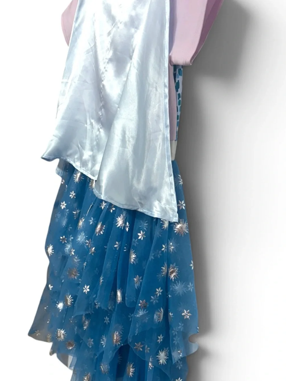 Disney Frozen Elsa Girls Cosplay Tiered Tutu Tulle Dress Detachable Cape 14/16
